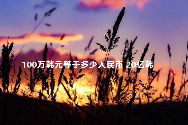 100万韩元等于多少人民币 20亿韩元够生活一辈子吗